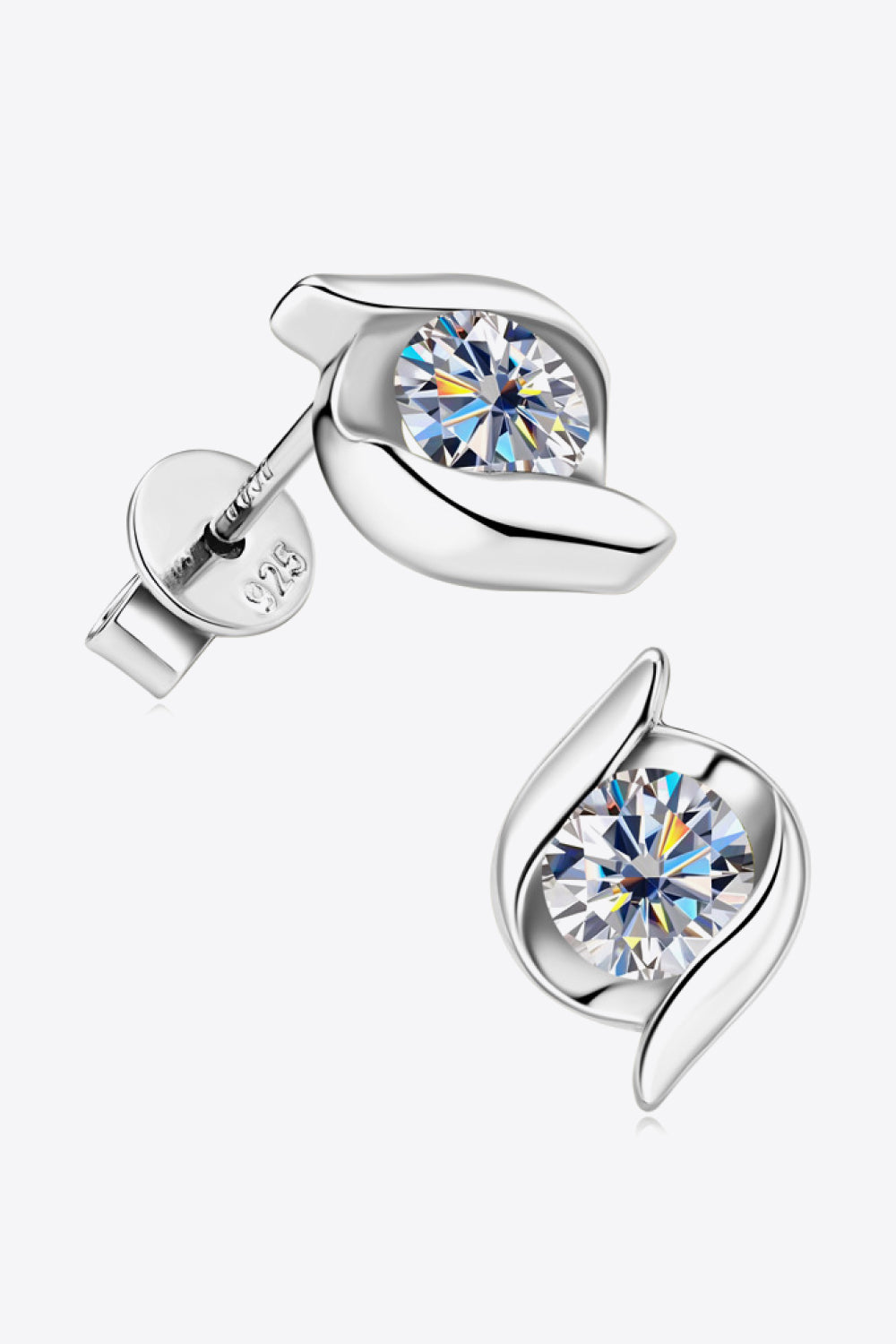 1 Carat Moissanite 925 Sterling Silver Stud Earrings - ClozArt