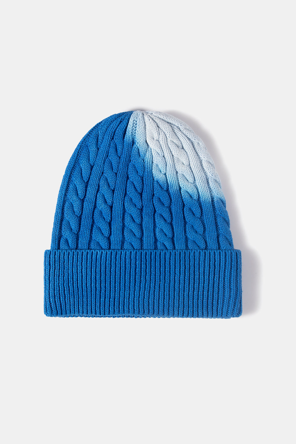 Contrast Tie-Dye Cable-Knit Cuffed Beanie - ClozArt