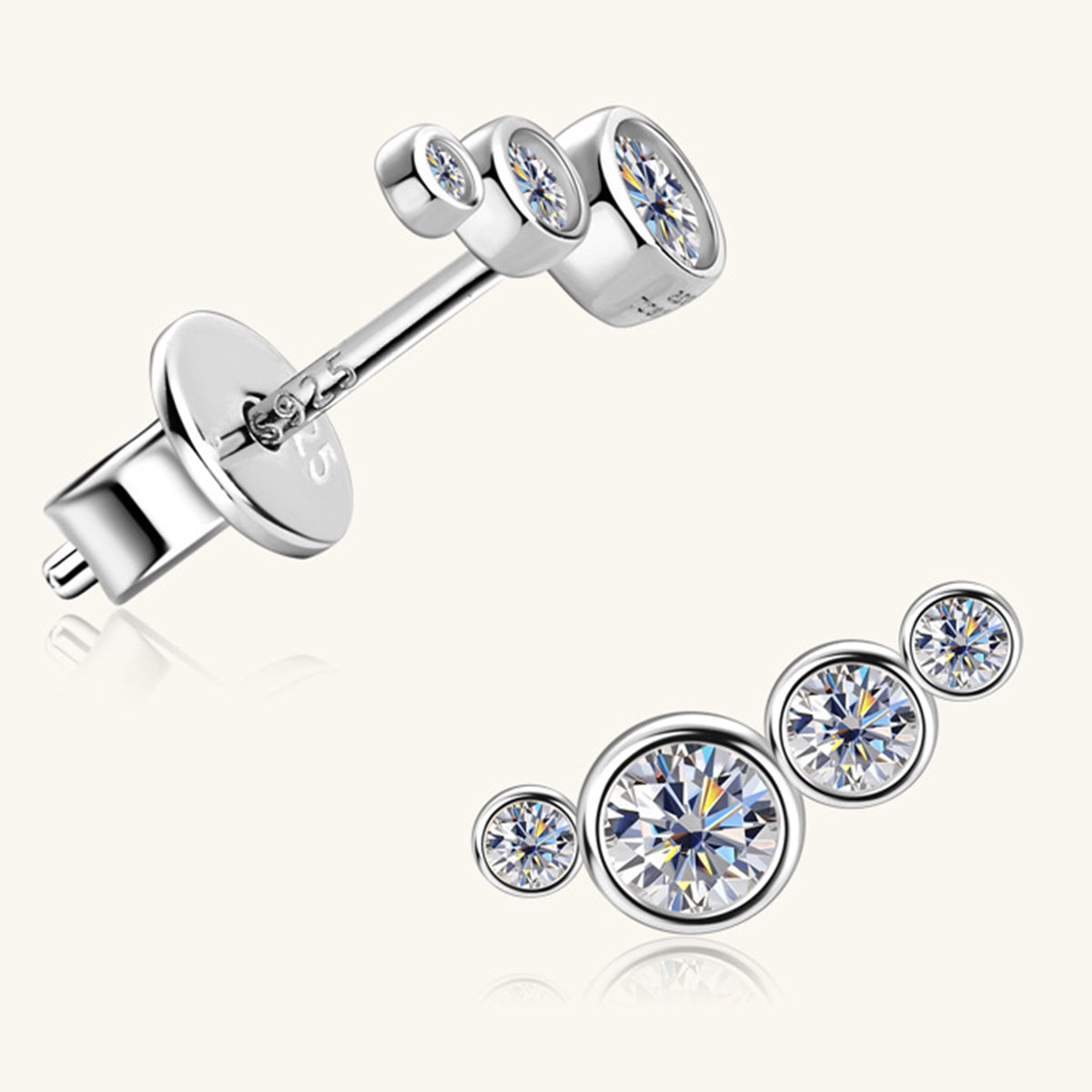 Moissanite 925 Sterling Silver Stud Earrings - ClozArt