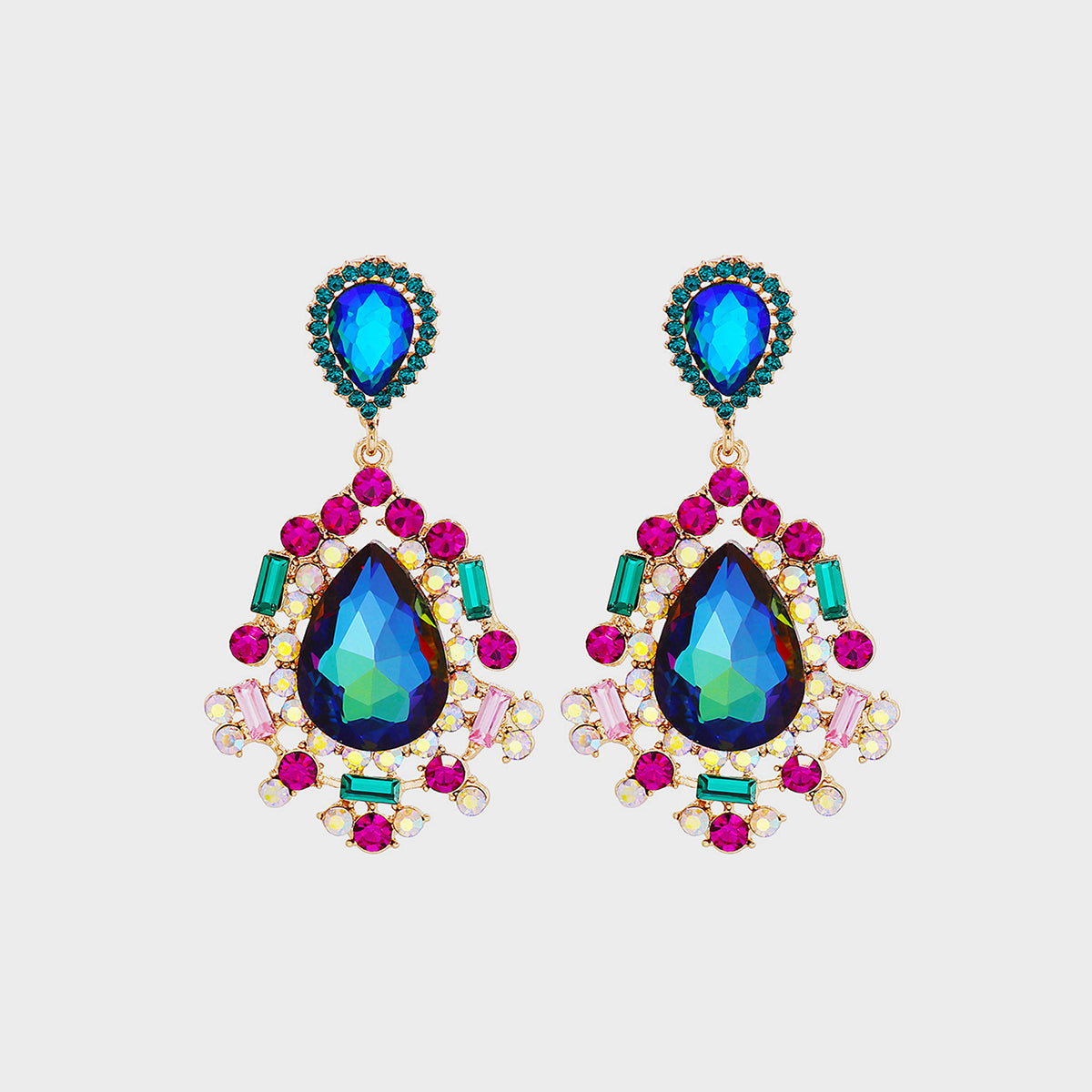 Teardrop Shape Rhinestone Alloy Dangle Earrings - ClozArt