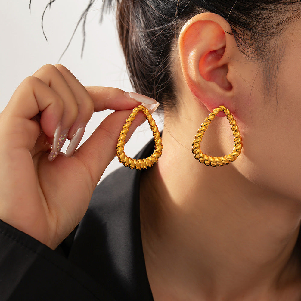 18K Gold-Plated Twisted Earrings - ClozArt