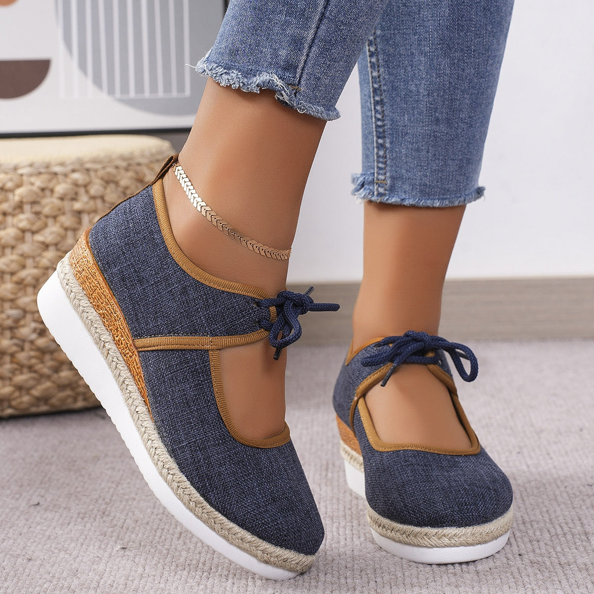 Tied Cutout Wedge Slip-Ons - ClozArt