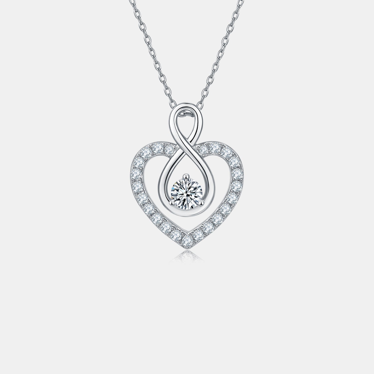 1 Carat Moissanite 925 Sterling Silver Heart Shape Necklace - ClozArt