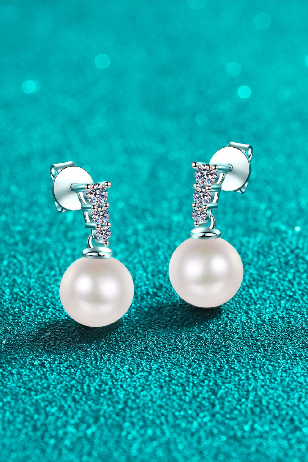 Moissanite Pearl Drop Earrings - ClozArt