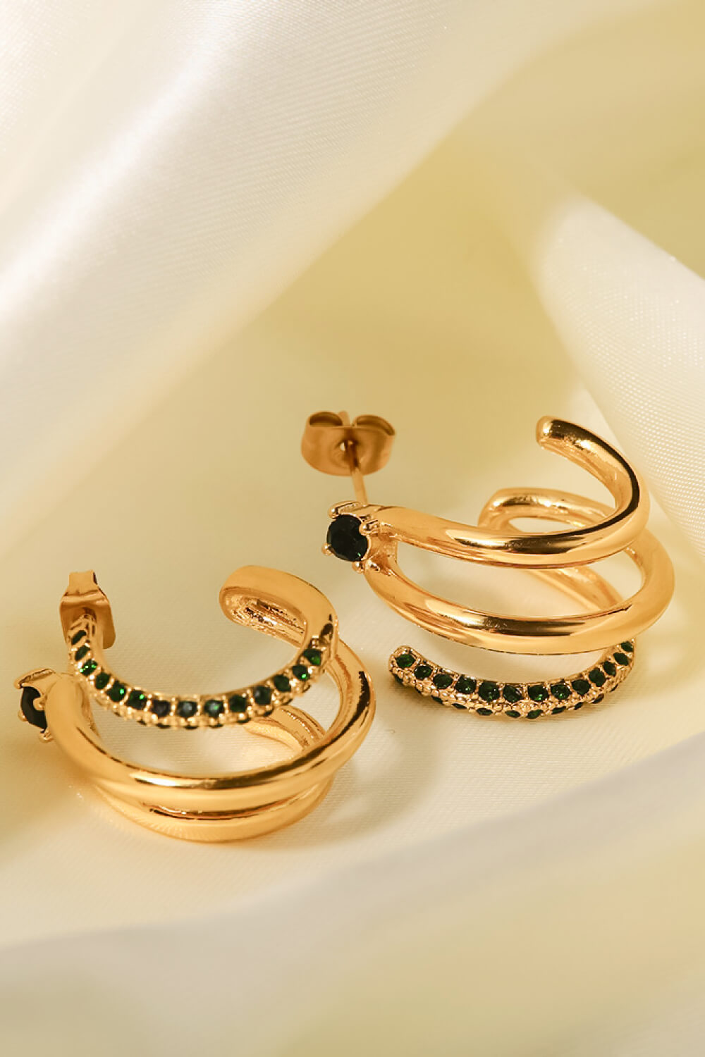 18K Gold Plated Cubic Zirconia Wrap C-Hoop Earrings - ClozArt