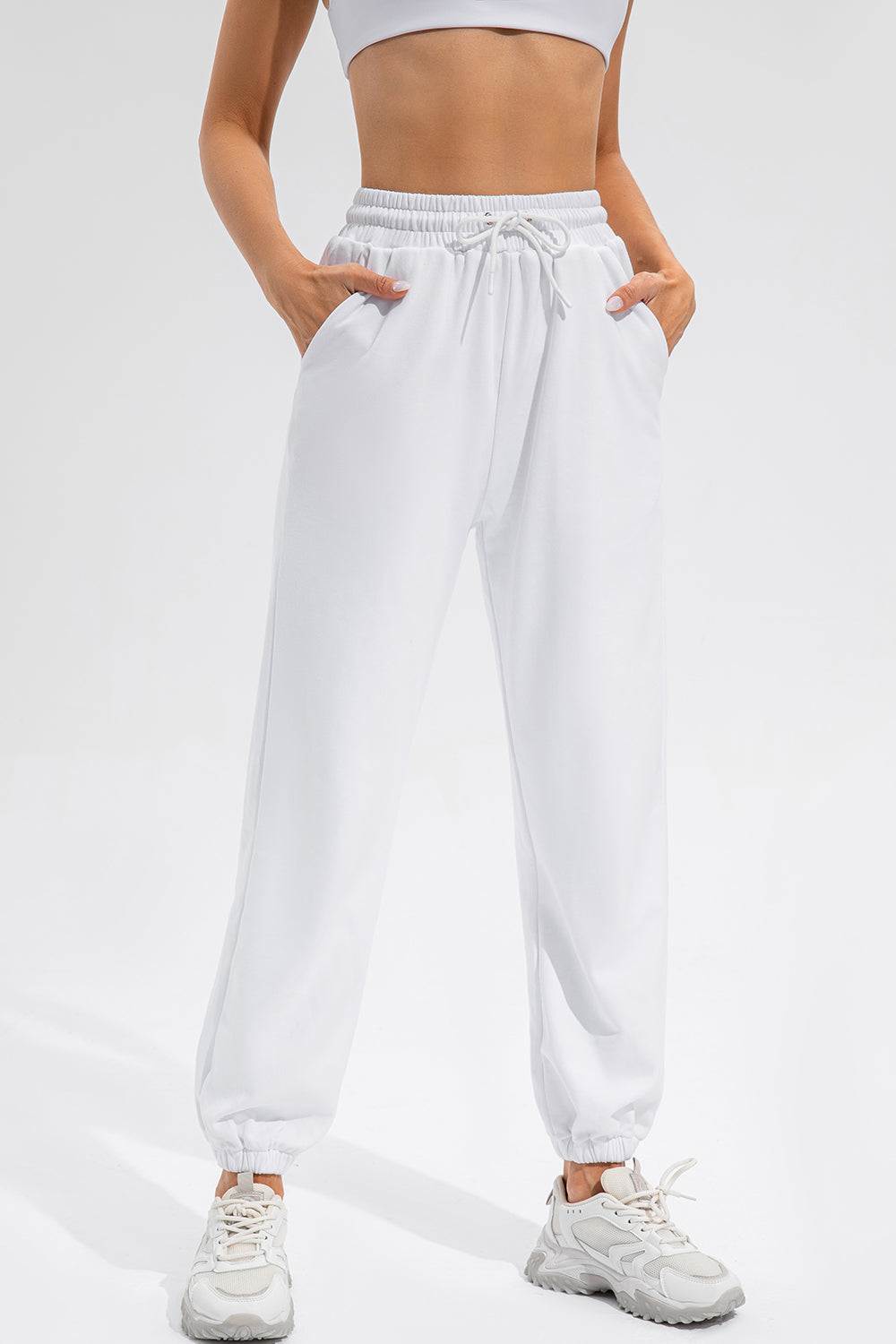 Drawstring Active Pants with Pockets - ClozArt