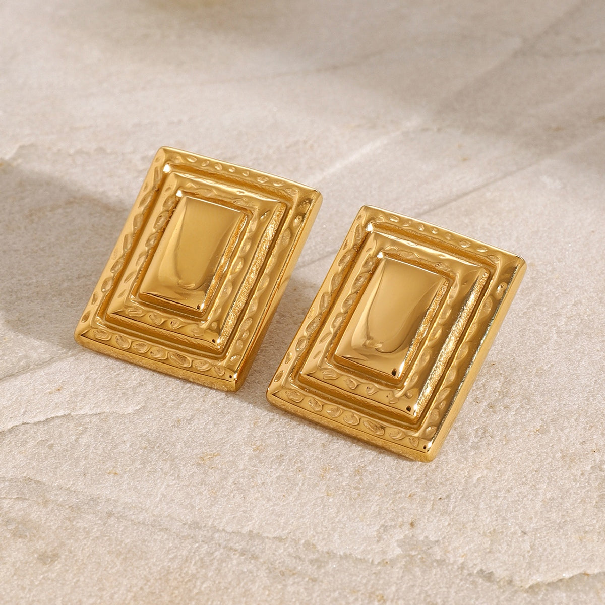 18K Gold-Plated Stainless Steel Square Shape Earrings - ClozArt