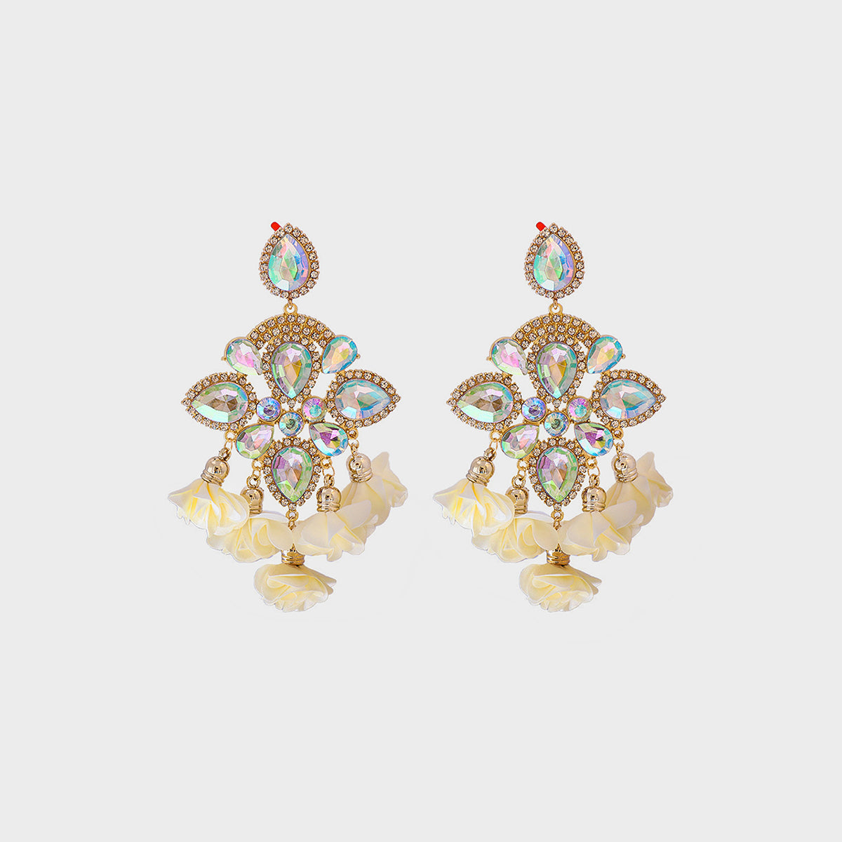 Flower Shape Rhinestone Alloy Dangle Earrings - ClozArt