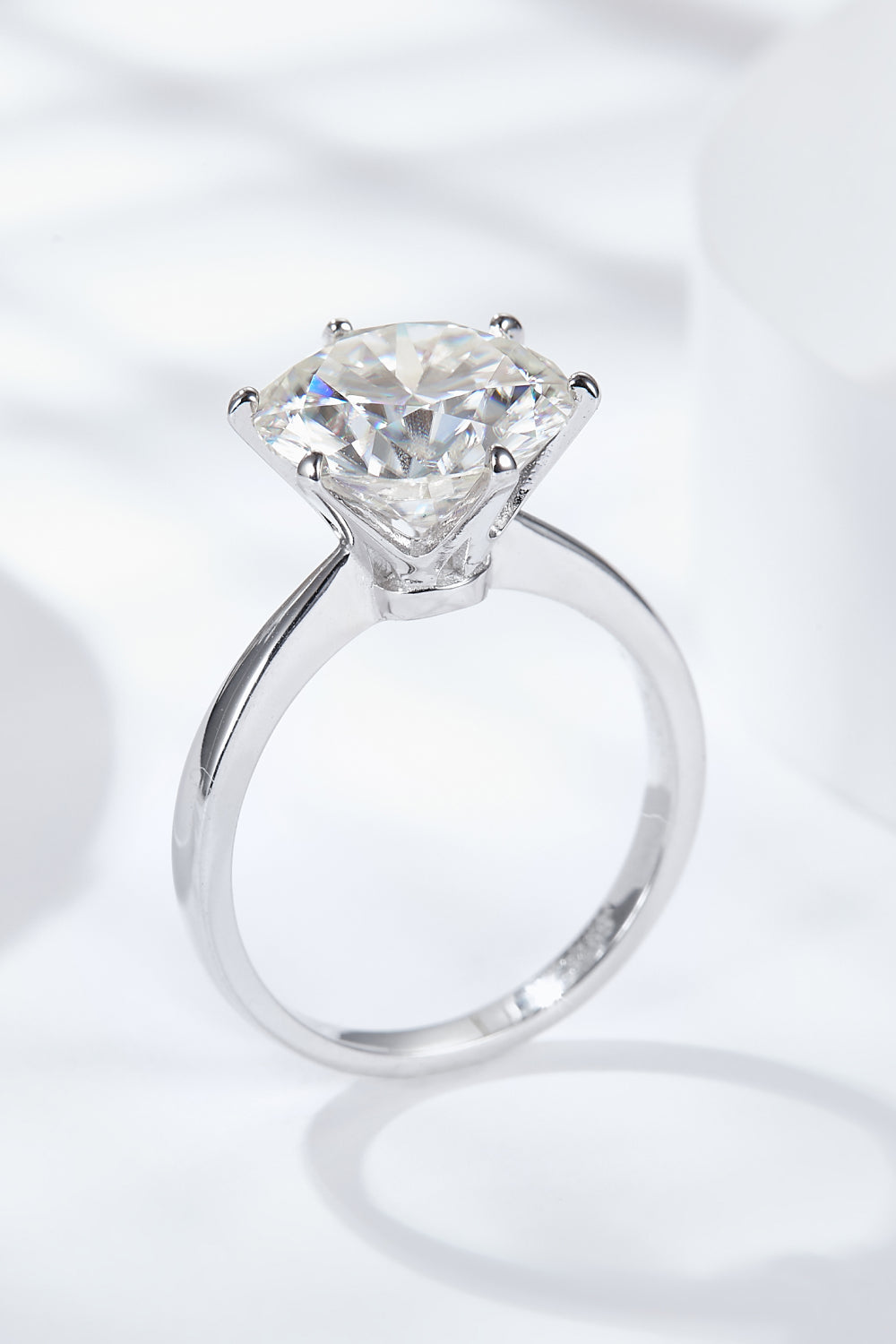 Platinum-Plated 5 Carat  Moissanite Solitaire Ring - ClozArt