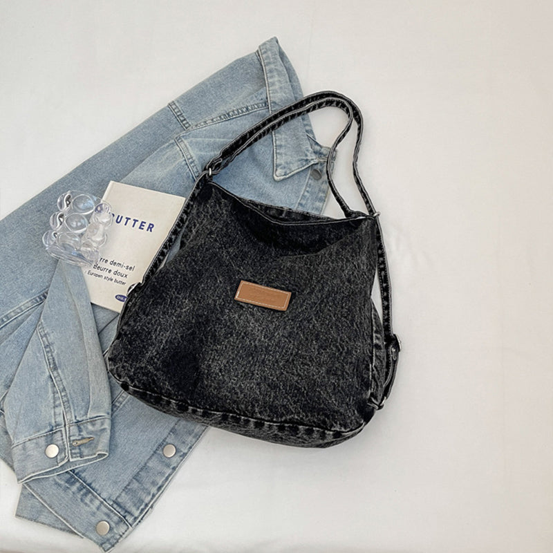 Adjustable Strap Denim Shoulder Bag - ClozArt