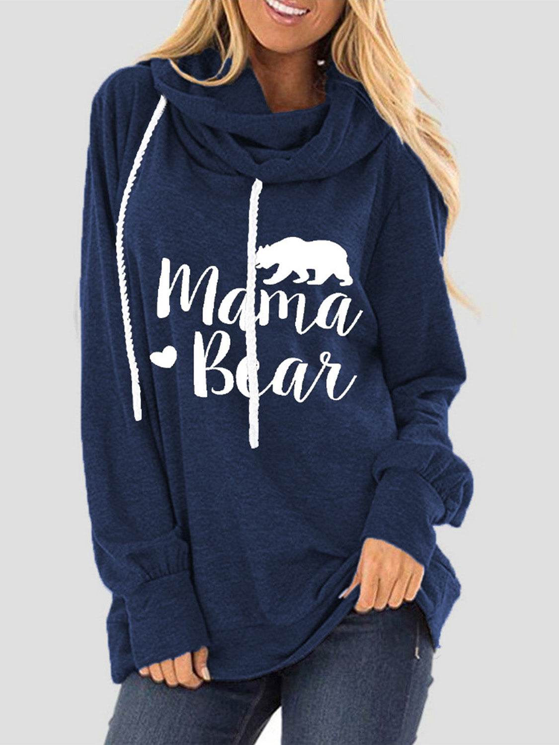 Drawstring Letter Graphic Long Sleeve Hoodie