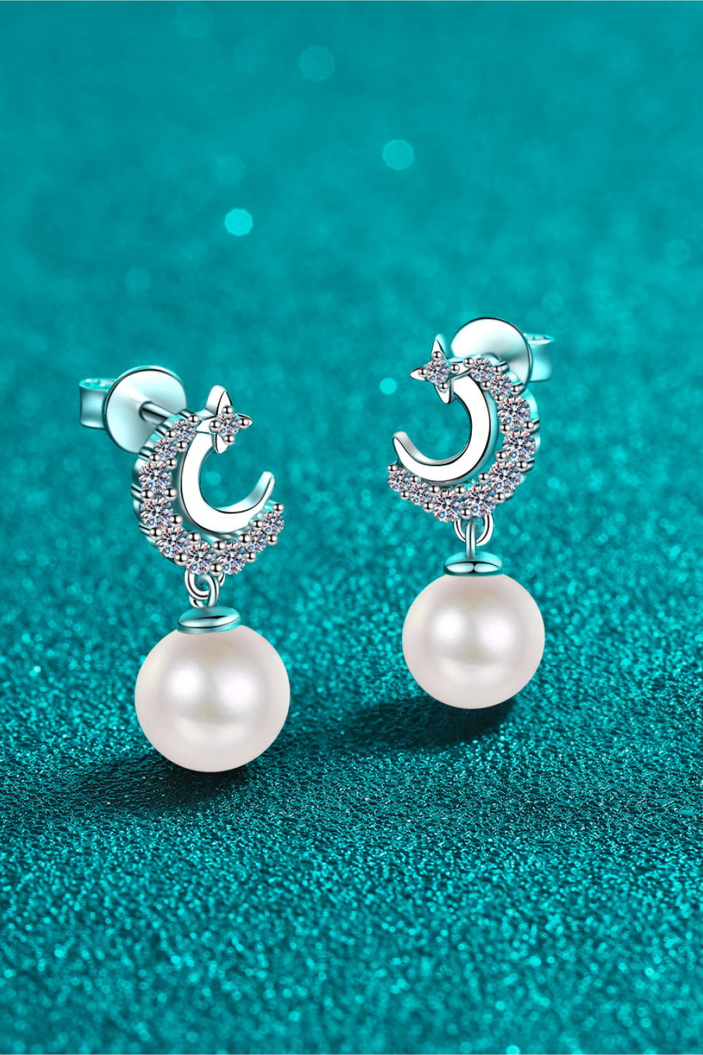 Moissanite Pearl Drop Earrings - ClozArt