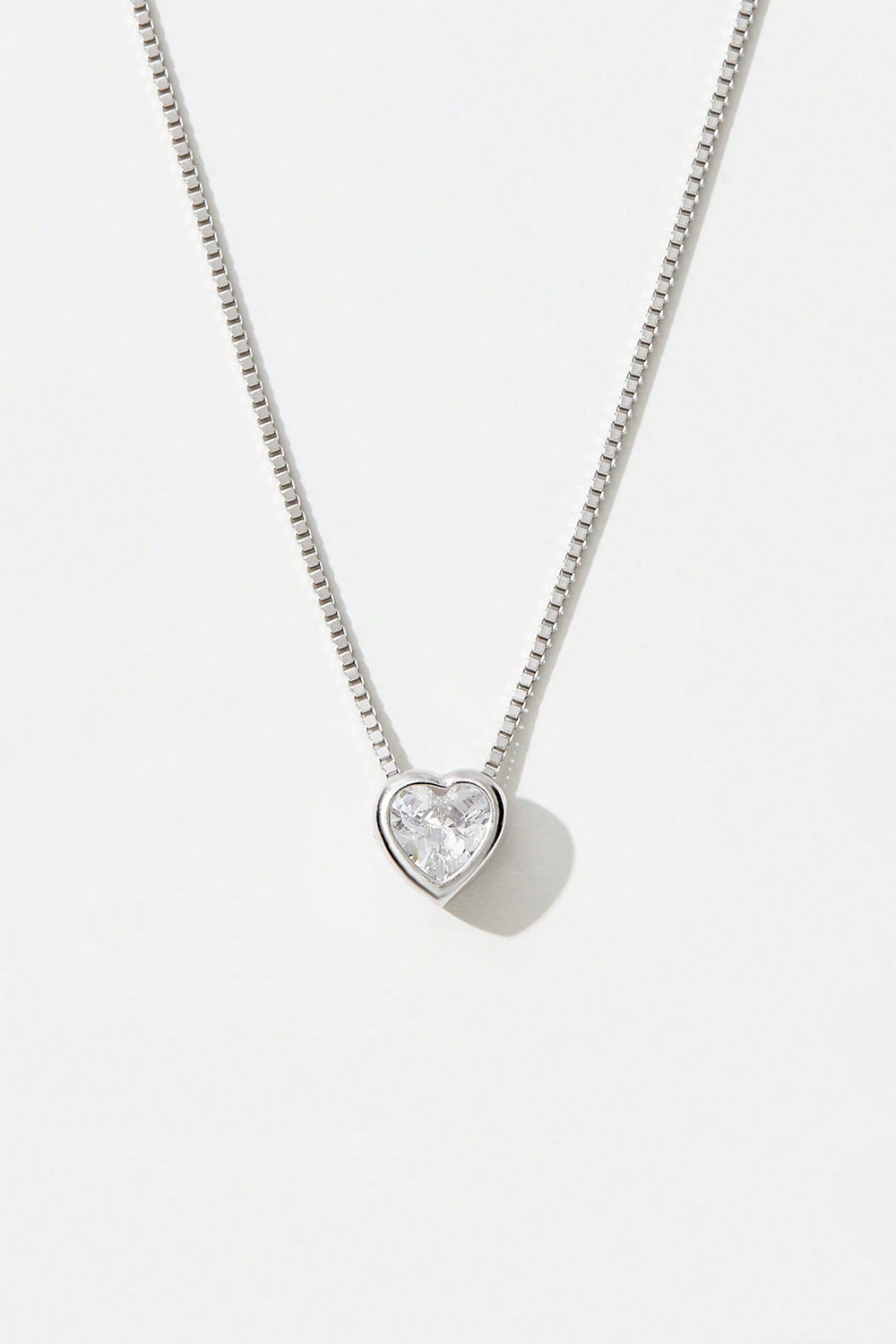 925 Sterling Silver Inlaid Zircon Heart Pendant Necklace - ClozArt