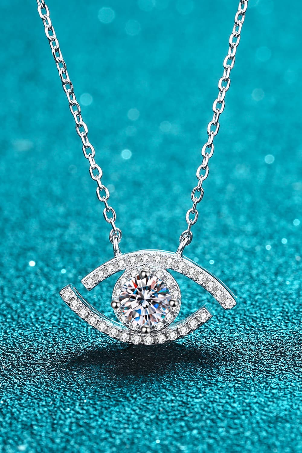 Moissanite Evil Eye Pendant 925 Sterling Silver Necklace - ClozArt