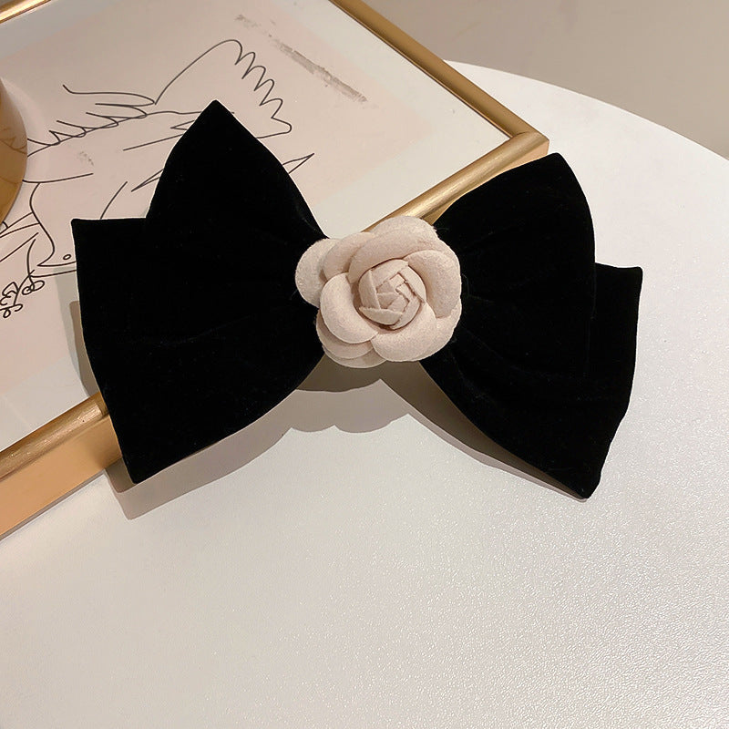 Rose Trim Bow Hair Clip - ClozArt