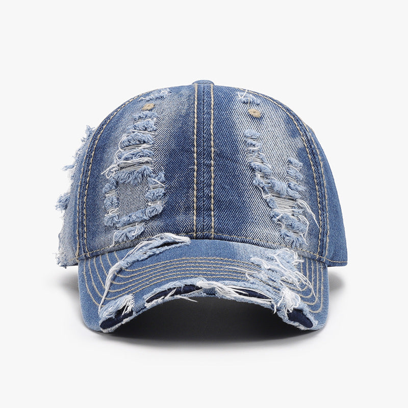 Distressed Adjustable Cotton Baseball Cap - ClozArt