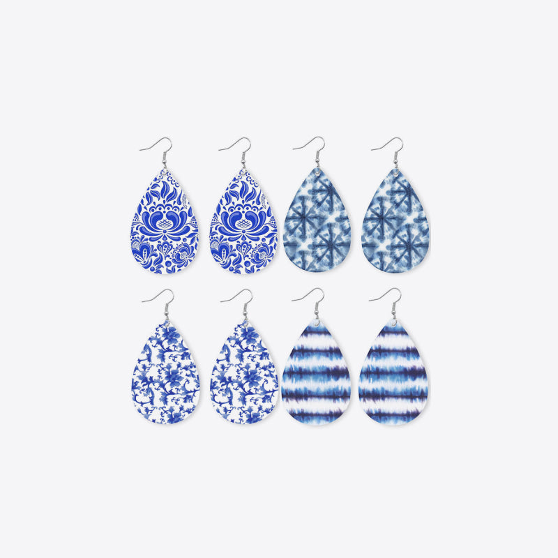 Printed PU Teardrop Earrings - ClozArt