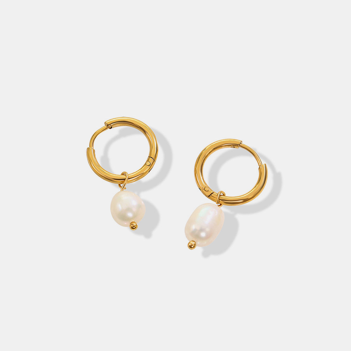 Gold-Plated Titanium Steel Pearl Earrings - ClozArt