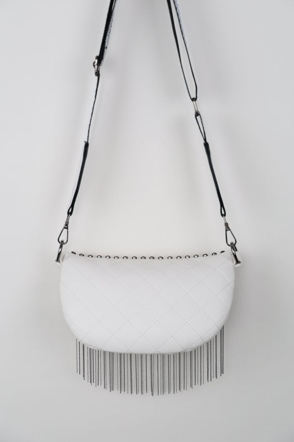 PU Leather Studded Sling Bag with Fringes - ClozArt