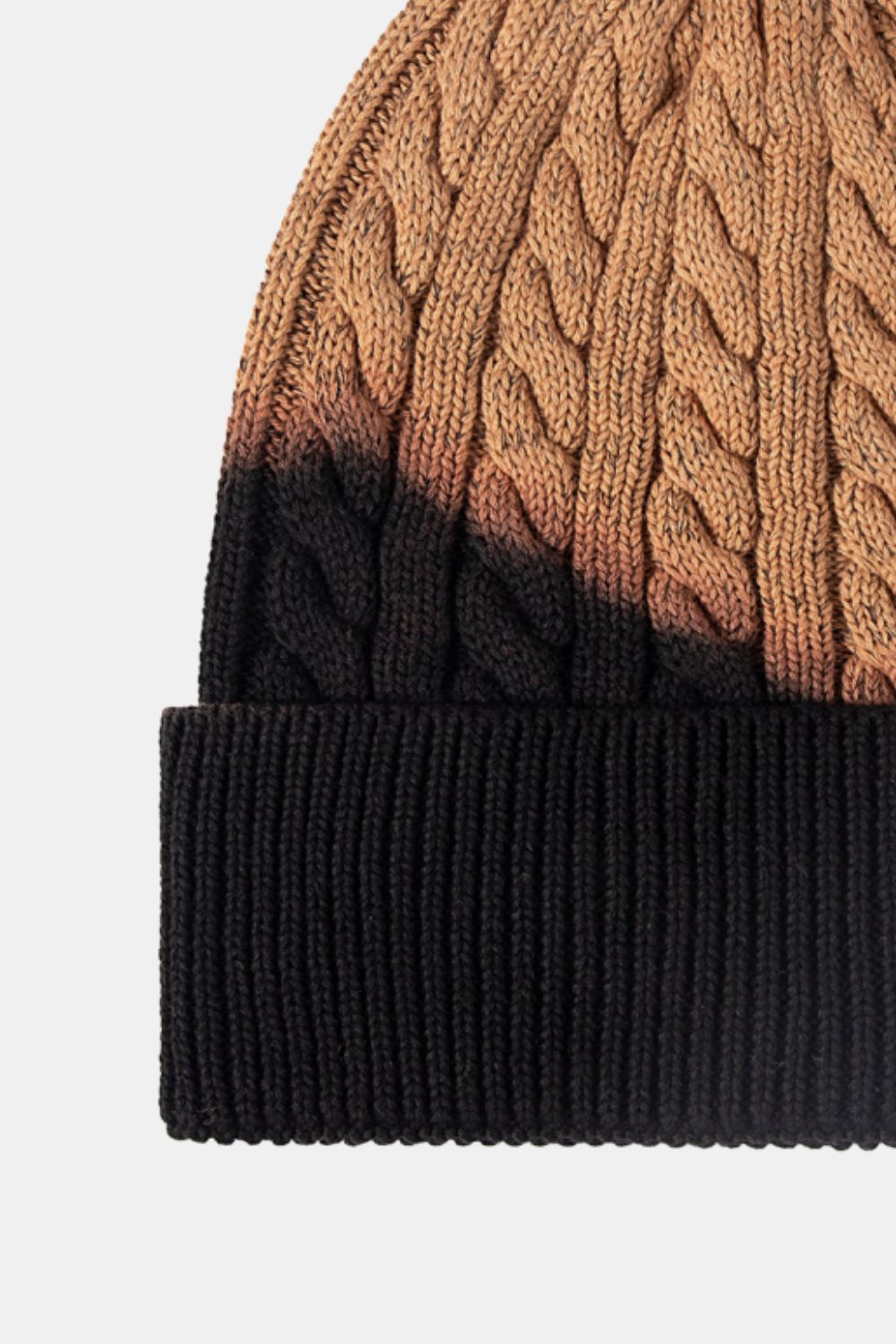 Contrast Tie-Dye Cable-Knit Cuffed Beanie - ClozArt