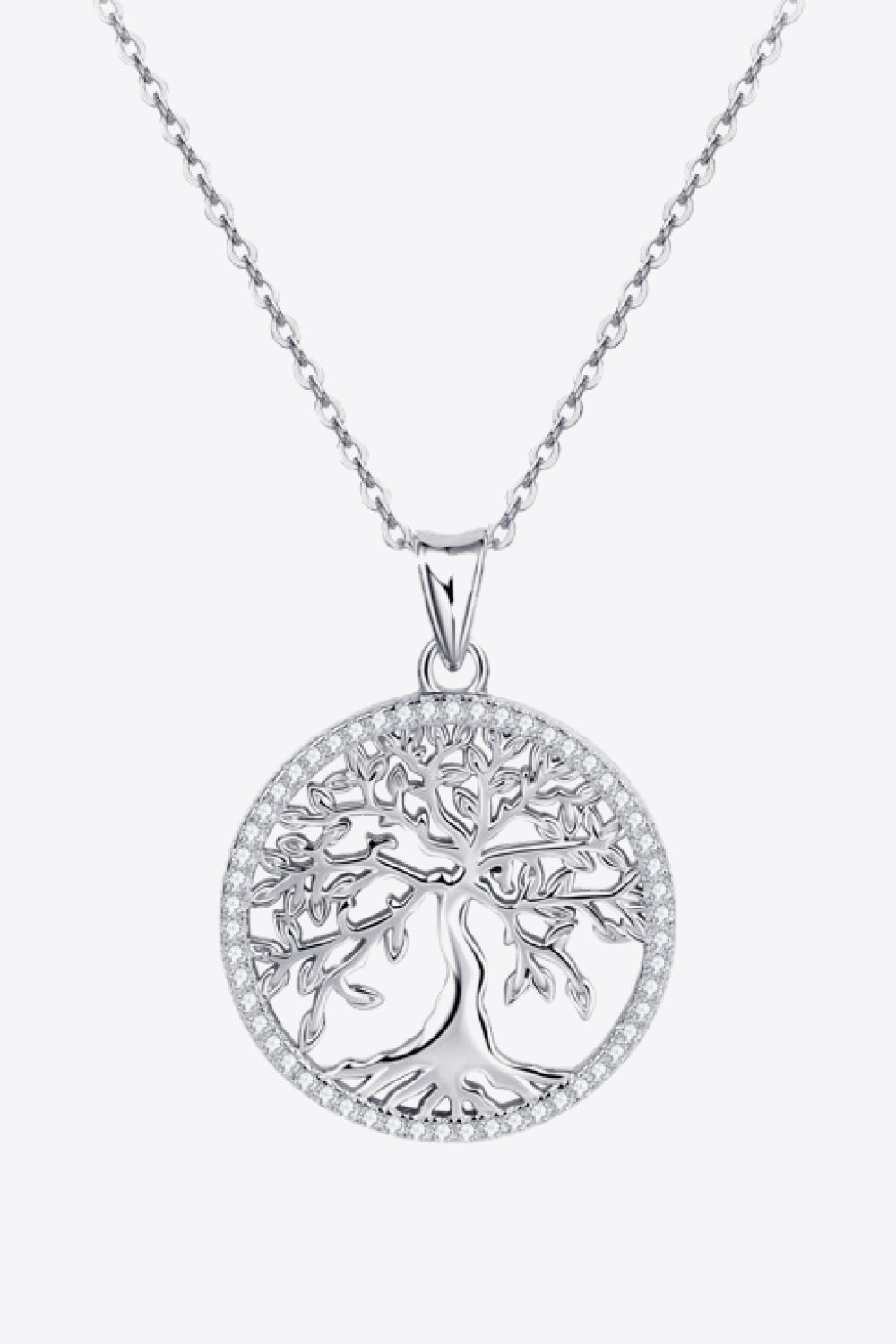 Adored 925 Sterling Silver Moissanite Tree Pendant Necklace - ClozArt