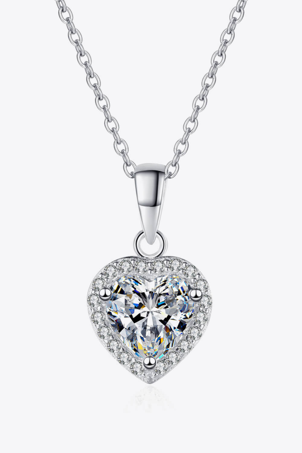 1 Carat Moissanite Heart Pendant Chain Necklace - ClozArt