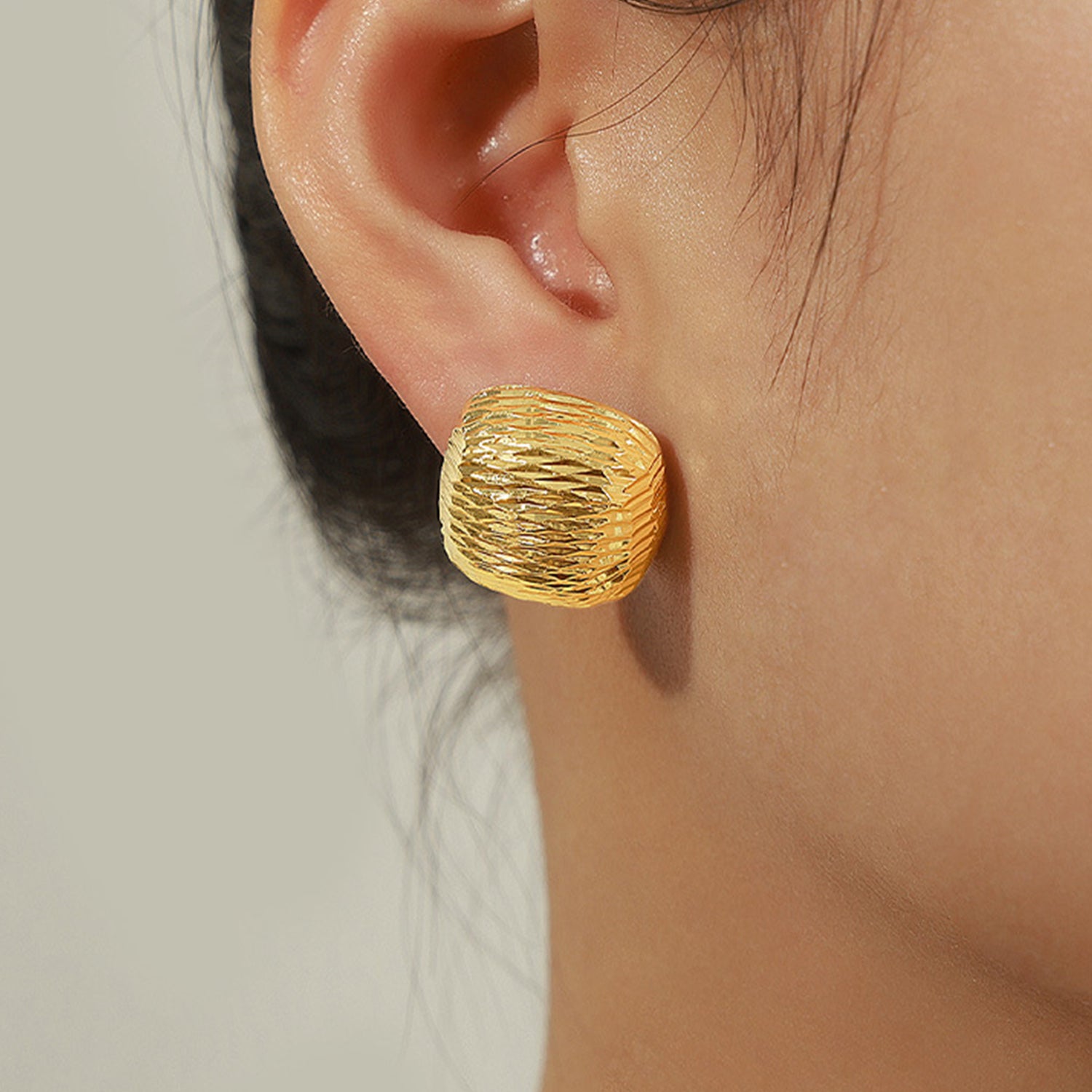 Gold-Plated Geometric Stud Earrings - ClozArt