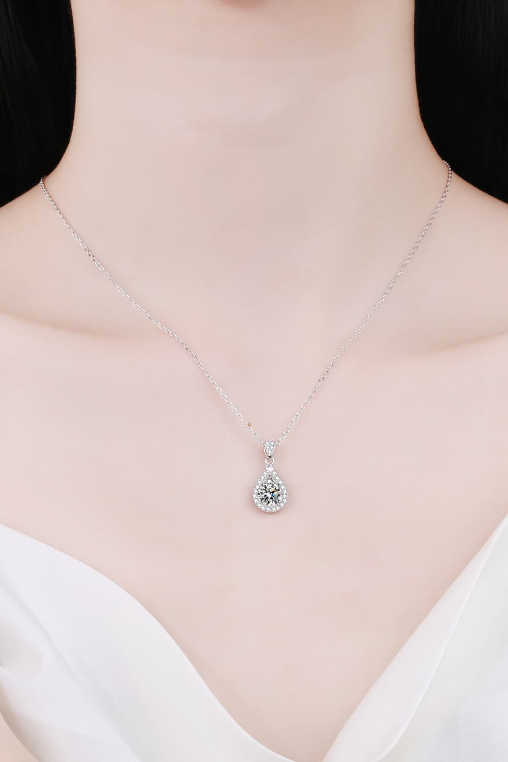 2 Carat Moissanite Teardrop Pendant 925 Sterling Silver Necklace - ClozArt