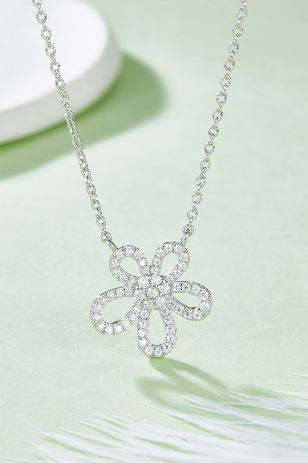 Moissanite Flower Pendant 925 Sterling Silver Necklace - ClozArt