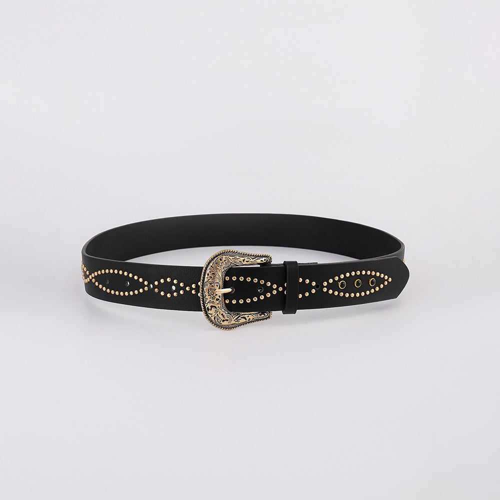 PU Leather Rhinestone Belt - ClozArt