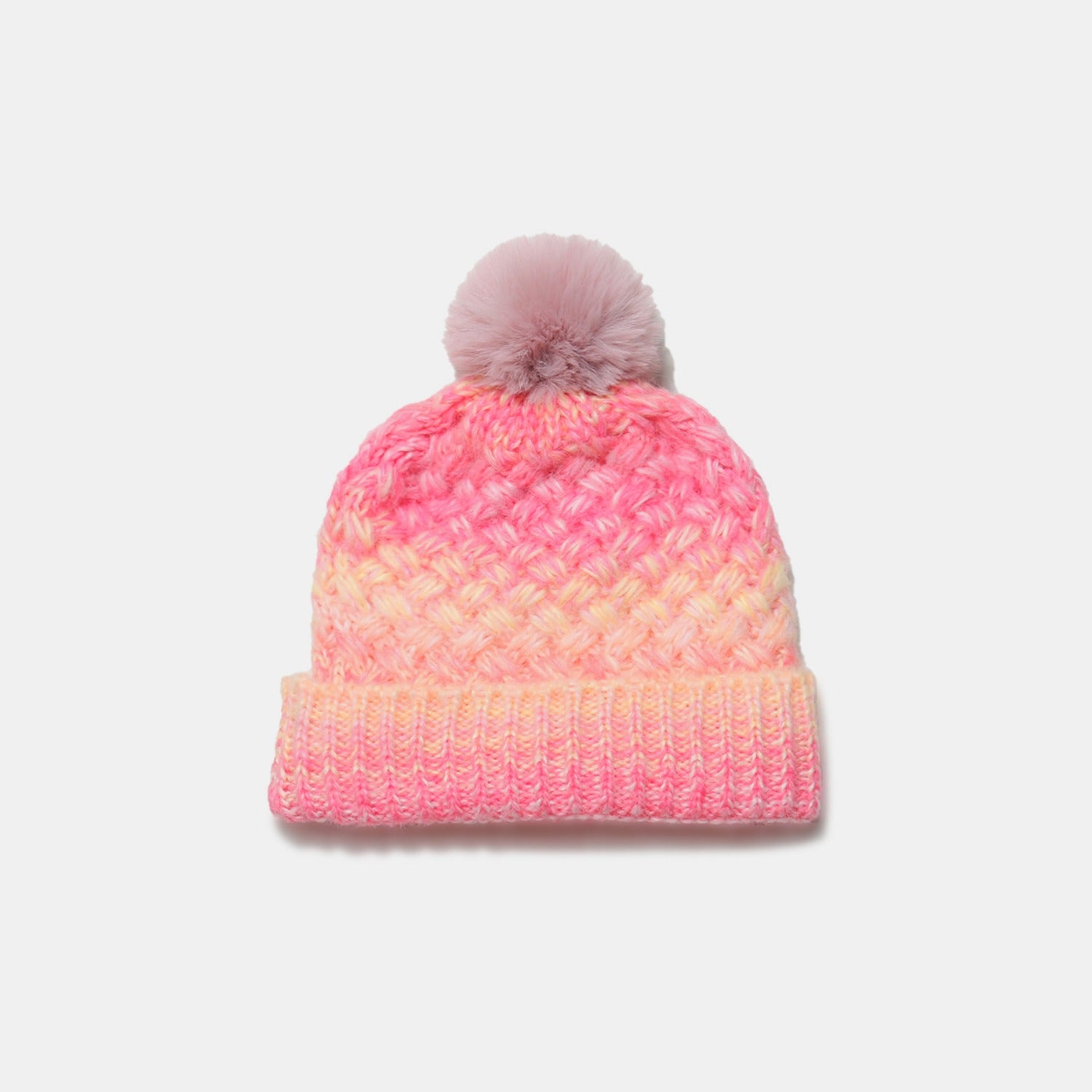 Gradient Knit Hat with Pompom - ClozArt