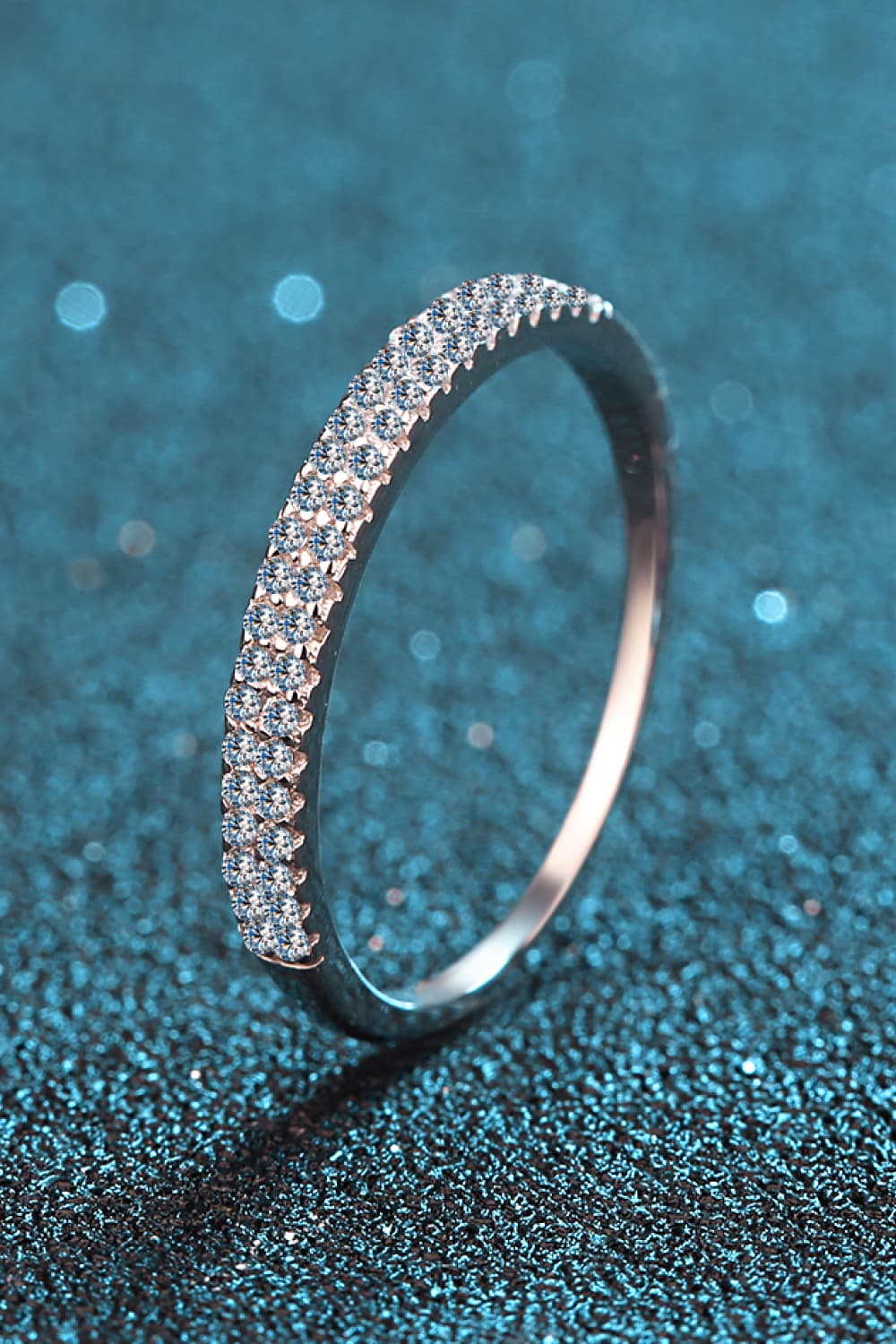 Moissanite 925 Sterling Silver Half-Eternity Ring - ClozArt