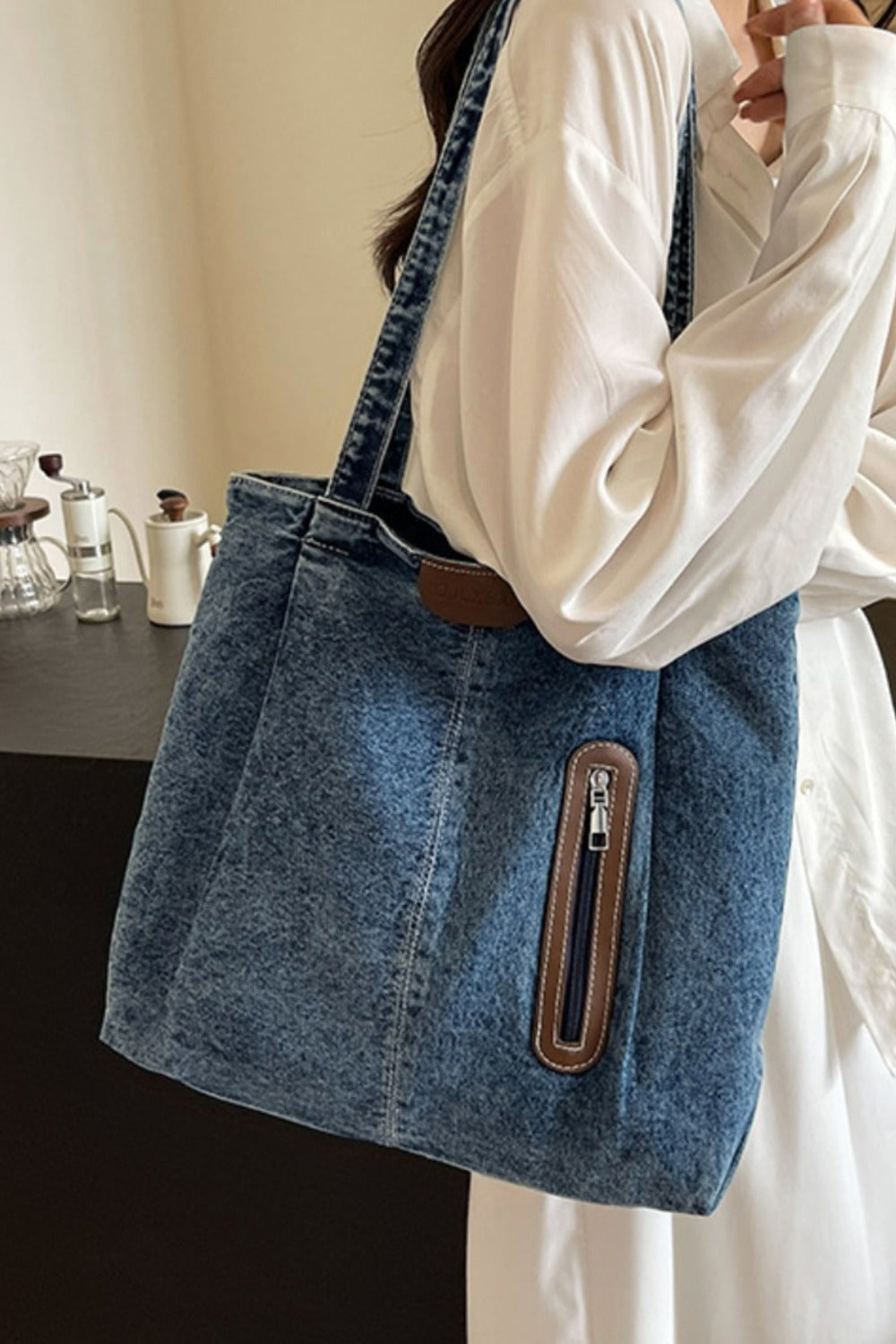 Medium Denim Tote Bag - ClozArt