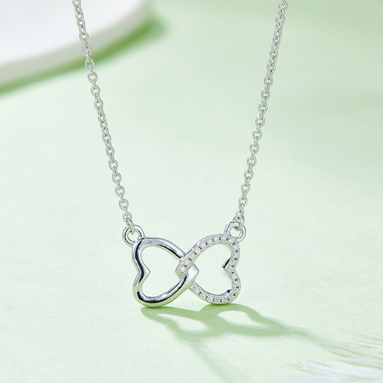 Moissanite 925 Sterling Silver Heart Bow Necklace - ClozArt