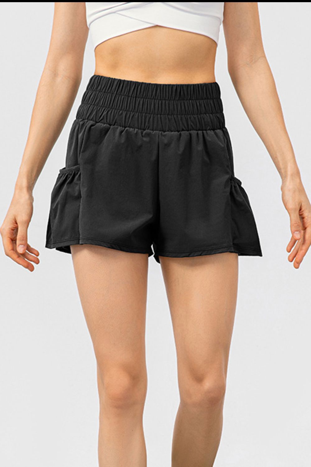 Elastic Waist Pocketed Active Shorts - ClozArt