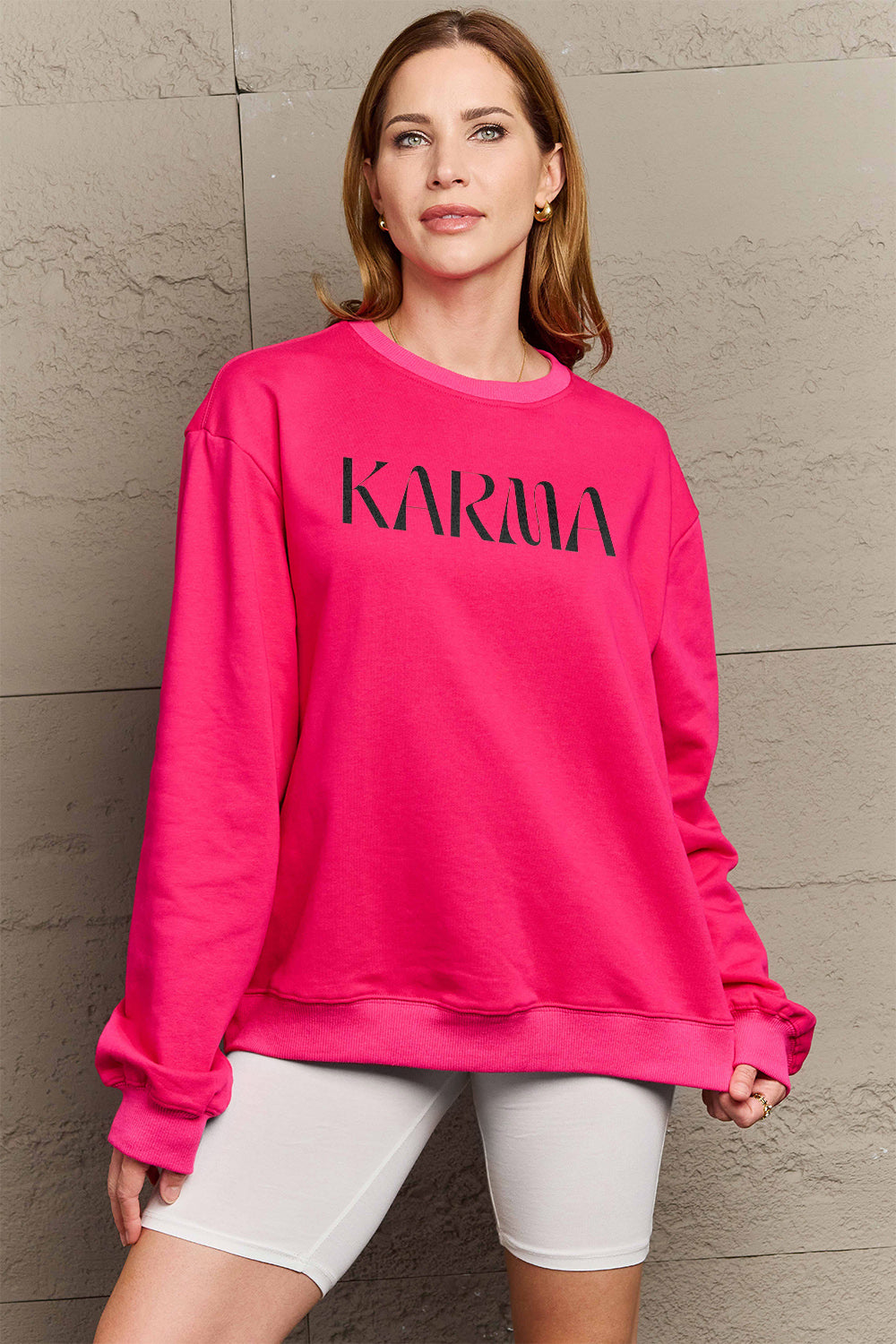 Simply Love Full Size KARMA Graphic Sweatshirt