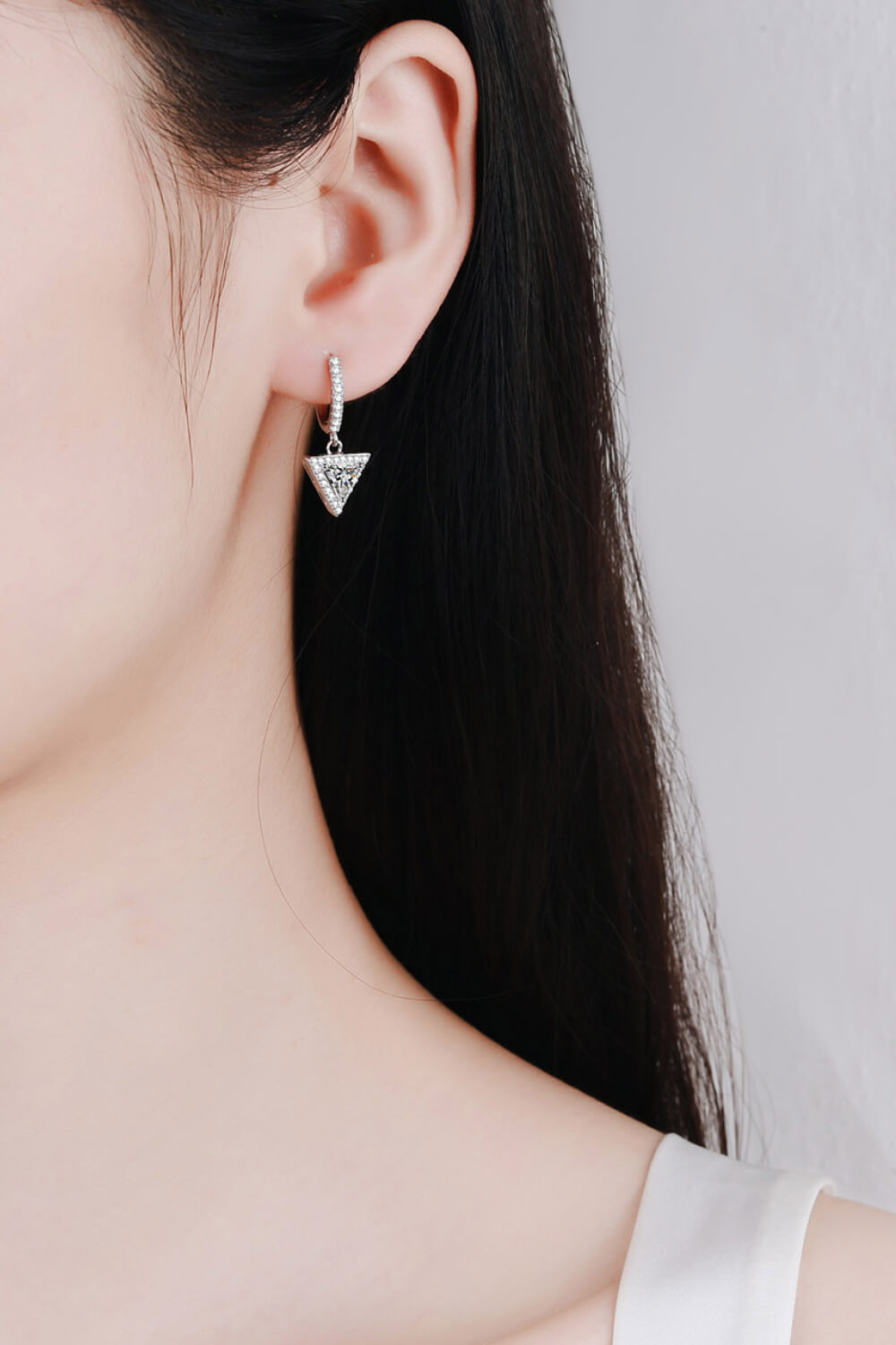 Moissanite Triangle Drop Earrings - ClozArt