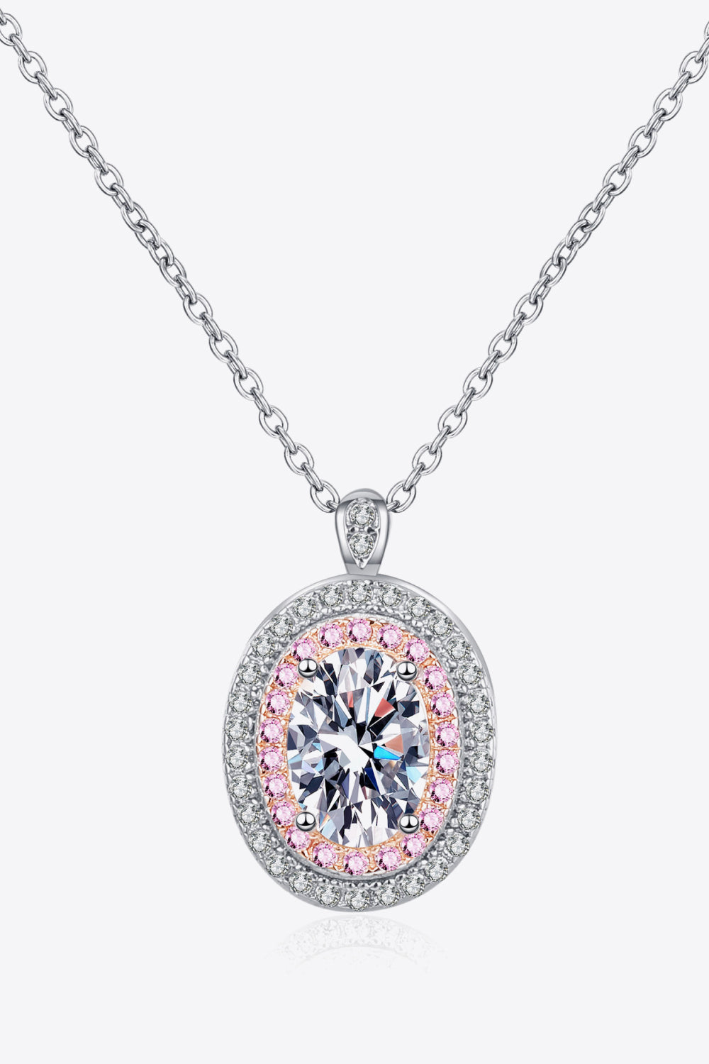 Adored 925 Sterling Silver Rhodium-Plated 1 Carat Moissanite Pendant Necklace - ClozArt