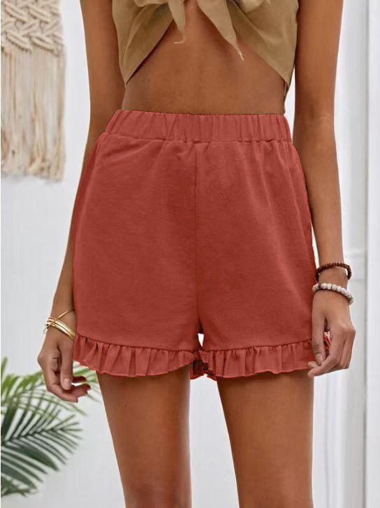 Frill Elastic Waist Shorts - ClozArt