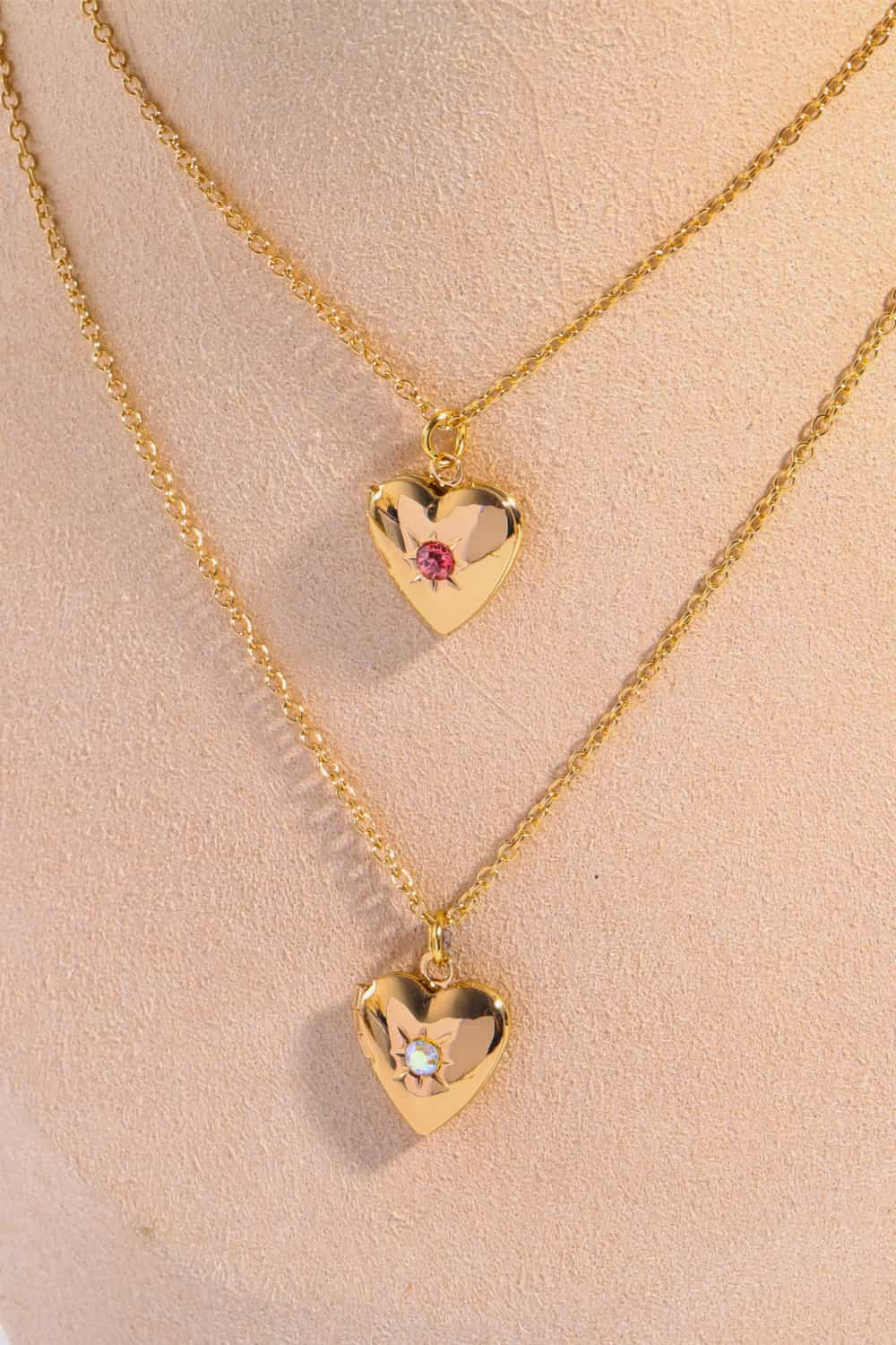 Zircon Heart Shape 14K Gold-Plated Pendant Necklace - ClozArt