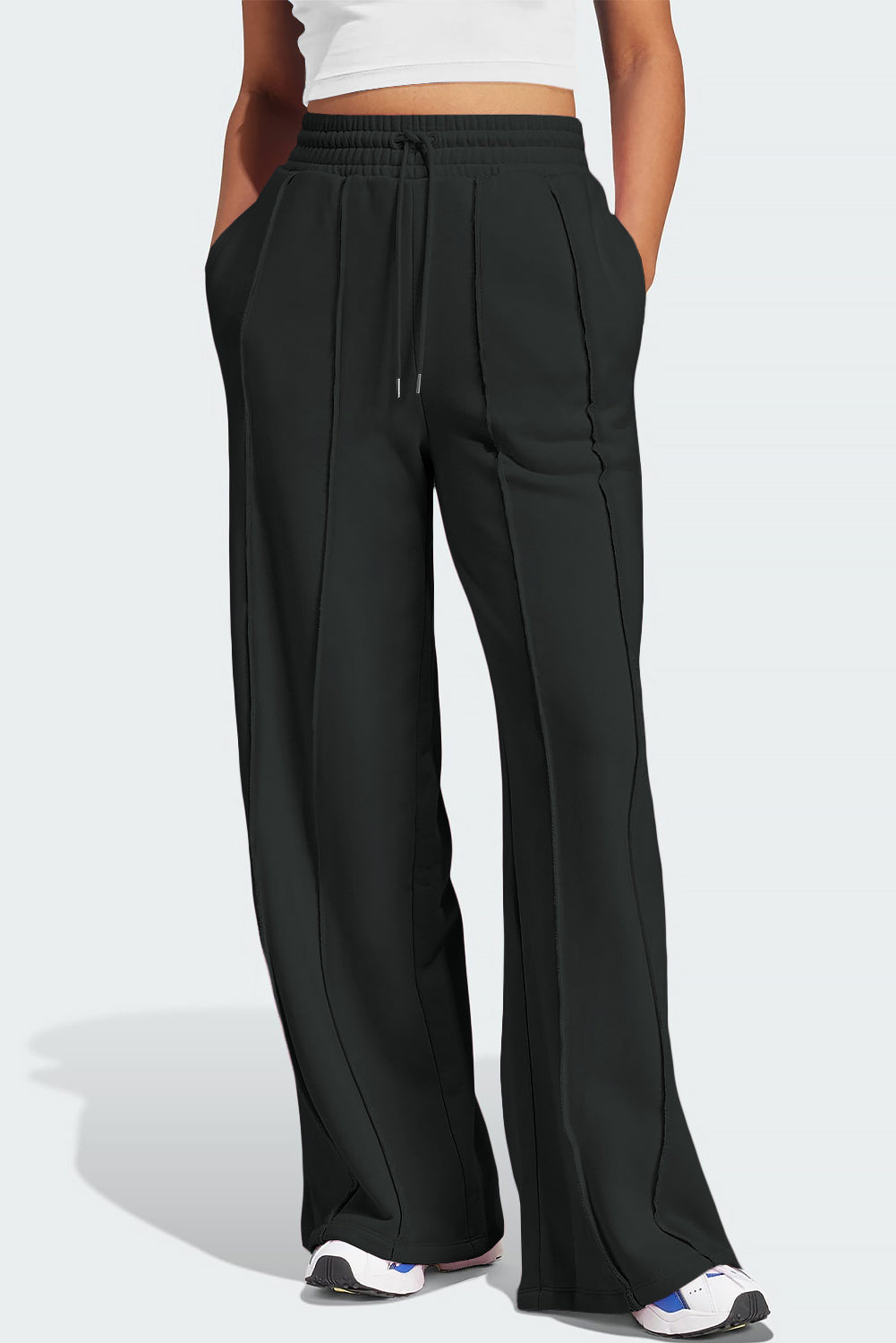 Drawstring Wide Leg Active Pants - ClozArt