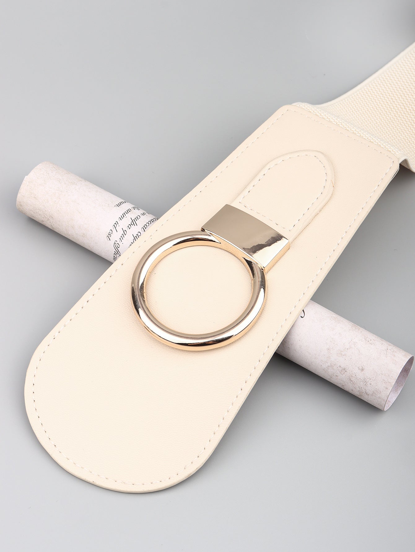 PU Elastic Wide Belt with Alloy Buckle - ClozArt