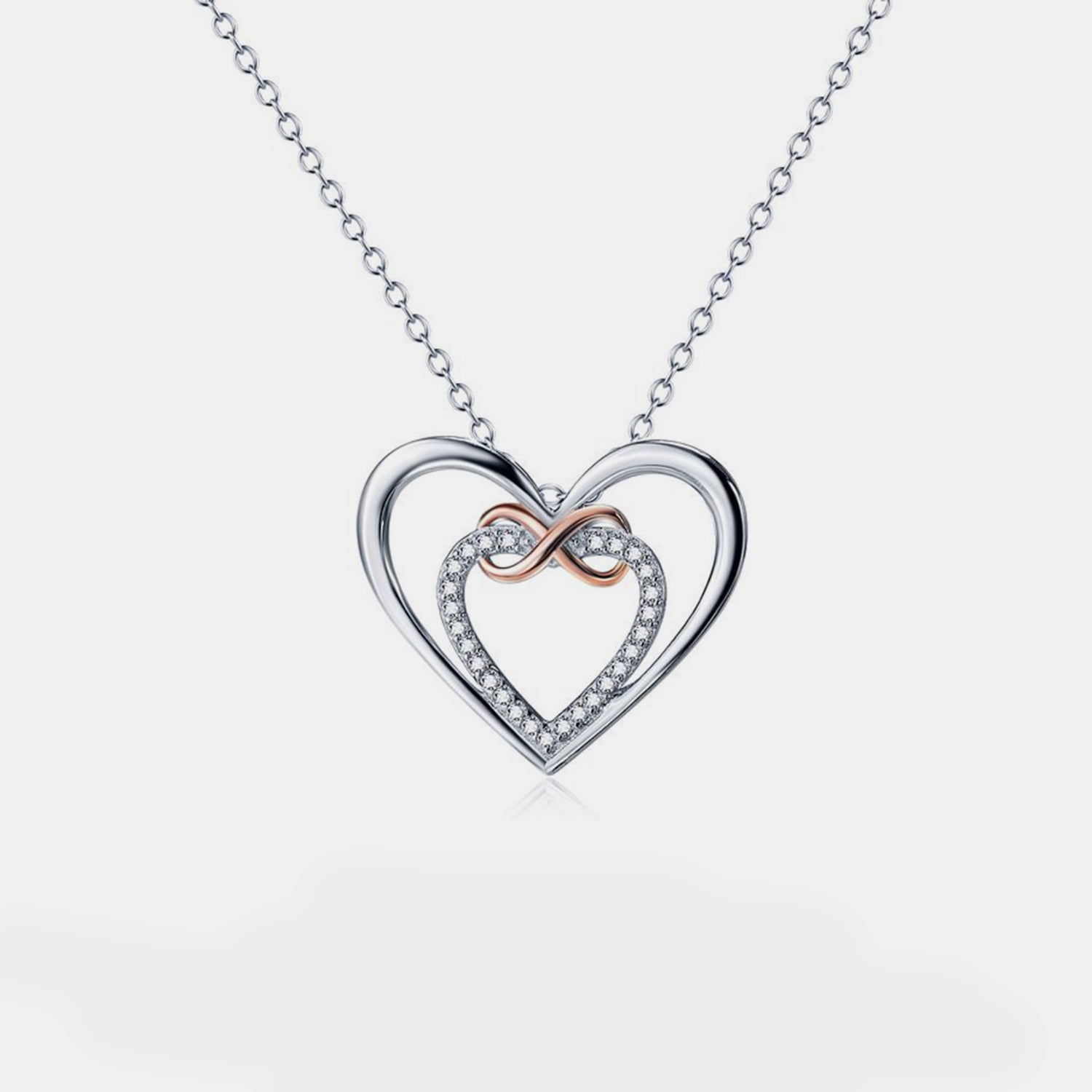 Heart Shape Inlaid Zircon 925 Sterling Silver Necklace - ClozArt