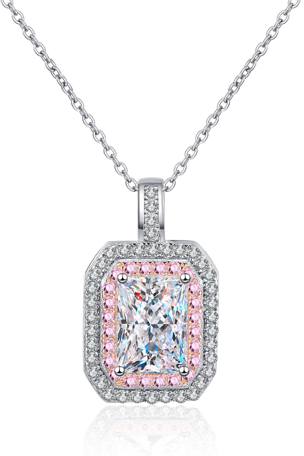 1 Carat Moissanite Geometric Pendant Chain Necklace - ClozArt