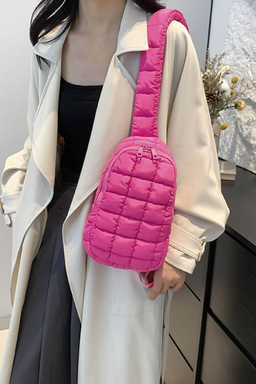 Quilted Nylon Crossbody  Bag - ClozArt