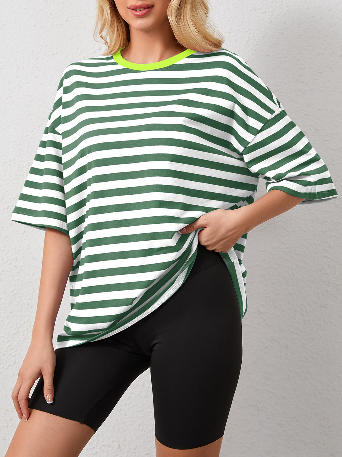 Striped Round Neck Half Sleeve T-Shirt