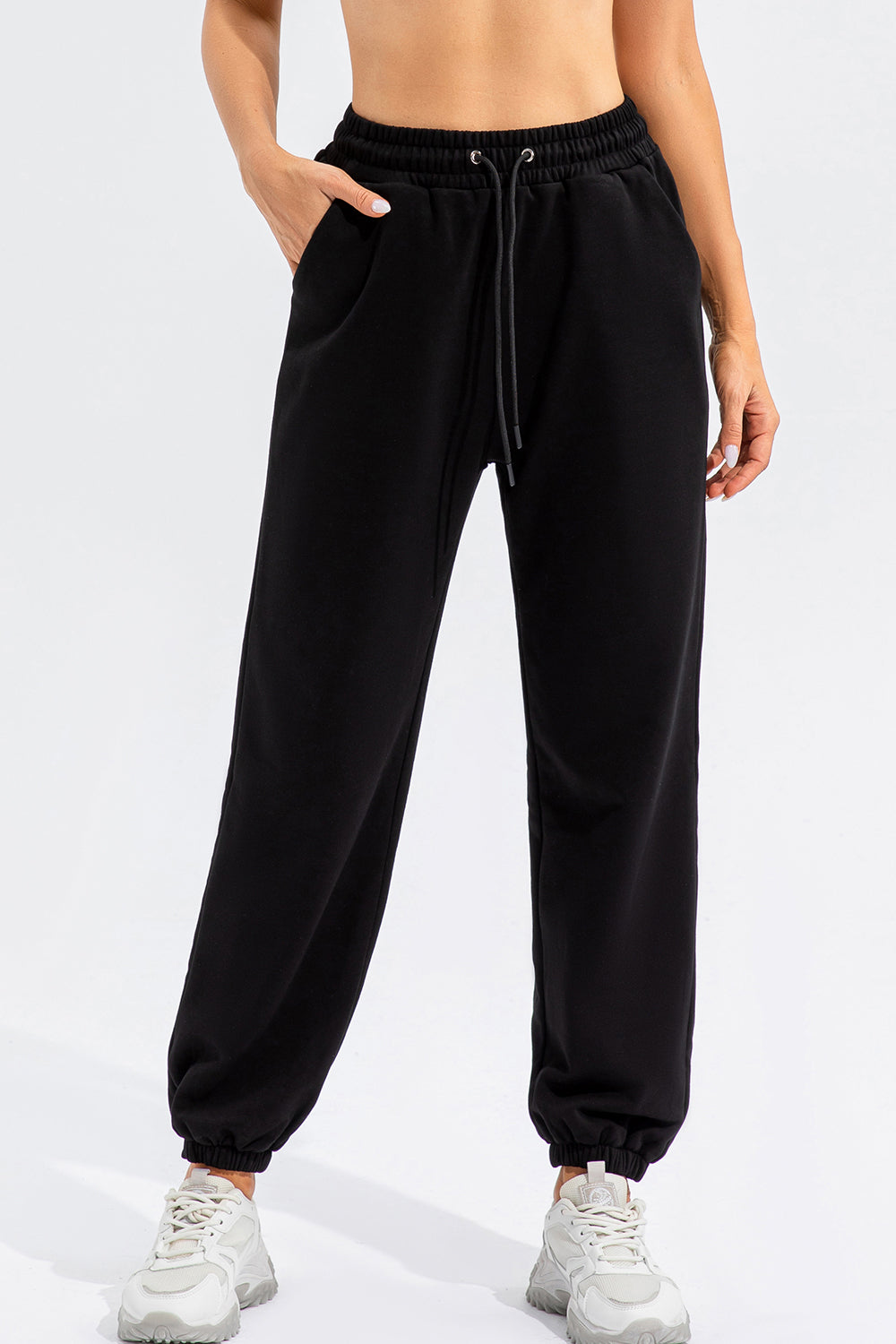 Drawstring Active Pants with Pockets - ClozArt