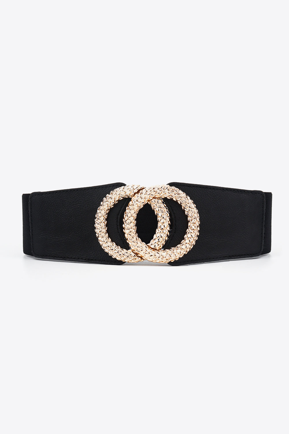 Circle Buckle Elastic Wide PU Belt - ClozArt