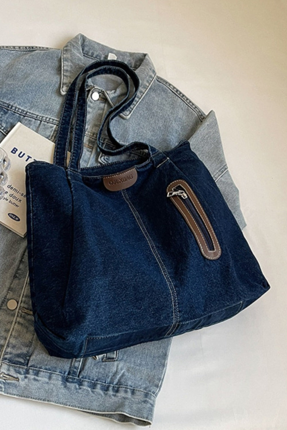 Medium Denim Tote Bag - ClozArt