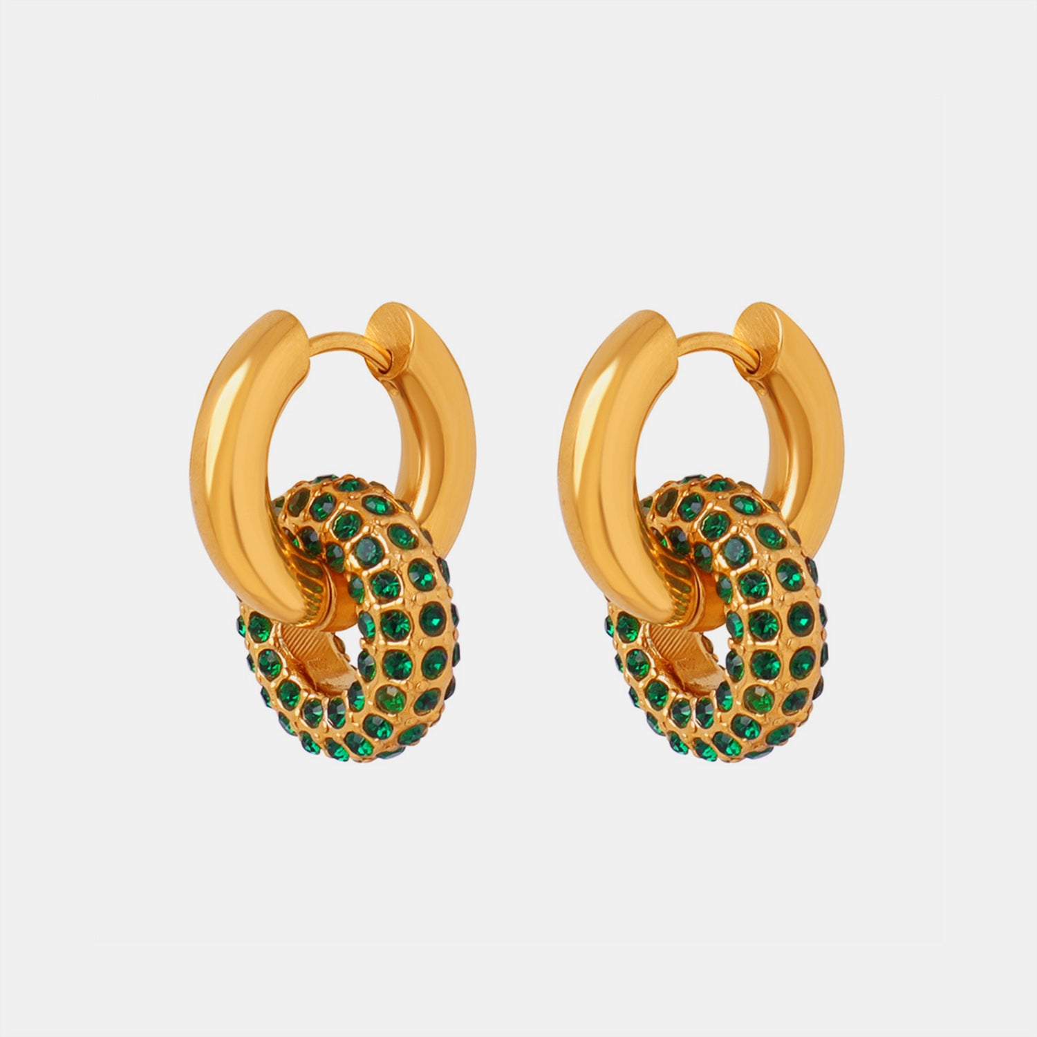 Titanium Steel Inlaid Zircon Double-Hoop Earrings - ClozArt